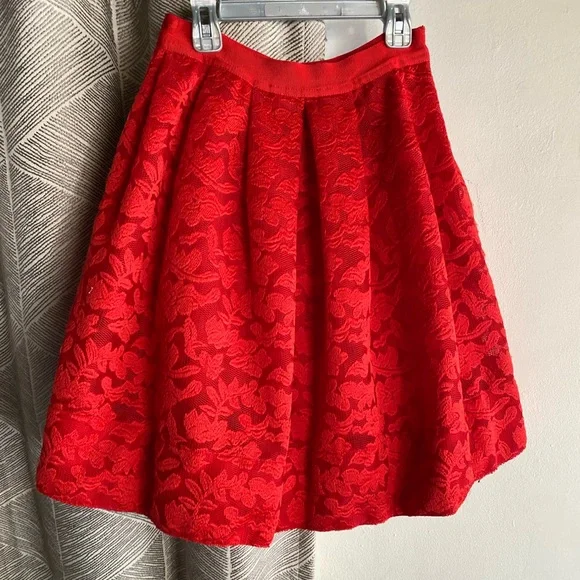 Sandro Mid-length Lace Skirt Red Sz 2 - Picture 4 of 13